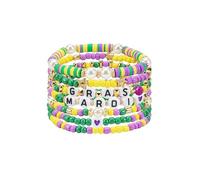 Jocbean Mardi Gras Stackable Beaded Bracelets for Women Carnival Bracelet Jewelry, S, Resin, no gemstone
