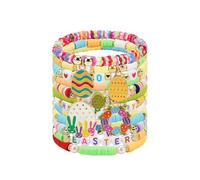 Jocbean Mardi Gras Stackable Beaded Bracelets for Women Carnival Bracelet Jewelry, S, Resin, no gemstone