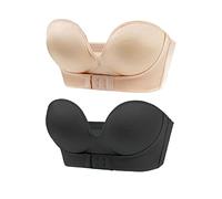 JOCCOS Women Wireless Non-Slip Invisible Front Hook Underwear Bra, Strapless Pushup Bras Front Buckle Lift Bra (2PCS-C,34C)