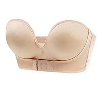 JOCCOS Women Wireless Non-Slip Invisible Front Hook Underwear Bra, Strapless Pushup Bras Front Buckle Lift Bra (Skin,38D)
