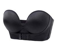 JOCCOS Women Wireless Non-Slip Invisible Front Hook Underwear Bra, Strapless Pushup Bras Front Buckle Lift Bra (Black,36C)