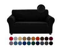 Joccun Water-Repellent Loveseat Couch Covers, 1 Piece Sofa Cover for 2 Cushion Couch Spandex Jacquard Furniture Protector Cover for Living Room, Kids, Pets（Loveseat，Black）