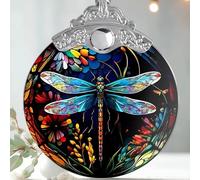 Jocidea Christmas Dragonfly Ornament - Stained Glass Decor for Tree, Holiday Decorations and Xmas Gift Ideas