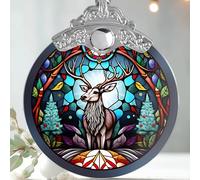 Jocidea Deer Christmas Ornaments, Deer Decor Christmas, Deer Christmas Tree Decorations, Stained Glass Ornament, Gifts for Deer Lovers, Holiday Decorations and Xmas Gifts Ideas
