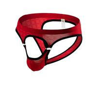 Jock Straps for Men Front Open Hole G-String Thong Hollow Out Thong Underwear Mankini for Man Bulge Pouch JockStraps Panties T-Back Bikini Lingerie Sexy Tanga Briefs Breathable Mesh Underpants Red