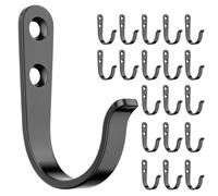 jockcaras Black Wall Hooks for Bathroom, Kitchen, Closet, and Garage - 20 Pack Metal Hooks for Hanging Coats, Towels, Hats, Keys, Bags, and Coffee Cups - Holds Up to 40 lbs