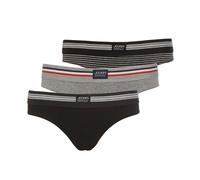 Jockey Cotton Stretch 3-Pack Bikini Briefs, Black / Black Stripe / Stone Grey - XS