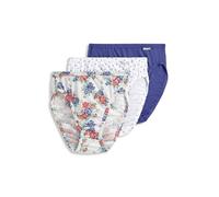 Jockey Elance Queen Brief 3-Pack Panty, Future Dusk/Grape Brush Dot/Floral Wallpaper, M
