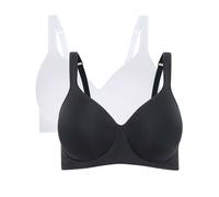 Jockey Forever Fit Full Coverage Bra 2 Pack WHITE,BLACK SMALL