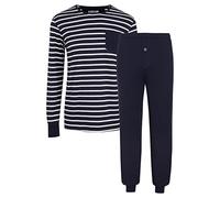 Jockey Men's Cotton Nautical Stripe Full Knit Pyjama, Navy, 2XL