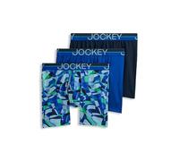 Jockey Men's Infinite Cool Microfiber Stretch 6" Boxer Brief - 3 Pack, Opaque Geo Blues/Bluest Blue/True Navy, XL