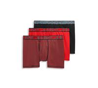 Jockey Men's Underwear Active Microfiber 5" Boxer Brief - 3 Pack, Black/Timescape Geo/Racing Red, XXL