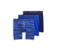 Jockey Men's Underwear Active Microfiber 9" Long Leg Boxer Brief - 3 Pack, Majestic Blue/Oceanic Camo/Brilliant Blue, S