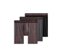 Jockey Men's Underwear Active Microfiber 9" Long Leg Boxer Brief - 3 Pack, Striated Steel, S