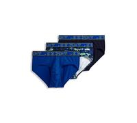 Jockey Men's Underwear Active Microfiber Brief - 3 Pack, Bluest Blue/Smoky Stripe Blues/True Navy, S