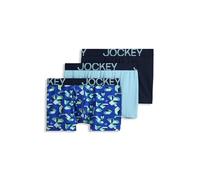 Jockey Men's Underwear ActiveStretch 4" Boxer Brief - 3 Pack, Camo Geo/Bleached/True Navy, M