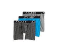 Jockey Men's Underwear ActiveStretch 7" Long Leg Boxer Brief - 3 Pack, Pebble/Z Stripe/Extra Turquoise, L