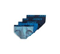 Jockey Men's Underwear ActiveStretch Brief - 4 Pack, True Navy/Cool White and Blue Stripe/True Navy/Turquoise Gem, XL