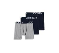 Jockey Men's Underwear ActiveStretch 7" Long Leg Boxer Brief - 3 Pack, True Navy/Grey Heather/True Navy, M