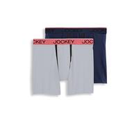 Jockey Men's Underwear Big Man Chafe Proof Pouch Microfiber 6" Boxer Brief - 2 Pack, Just Past Midnight/Tulipa, XXL Big