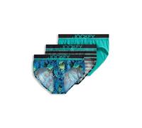 Jockey Men's Underwear Casual Cotton Stretch Brief - 3 Pack, Ombre Tropics/Teal Breeze/Vivid Stripe, M
