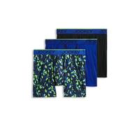 Jockey Men's Underwear Chafe Proof Pouch Microfiber 6" Boxer Brief - 3 Pa, Ultra Blue/Expressive Blue/Black, XL