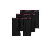 Jockey Men's Underwear Chafe Proof Pouch Microfiber 6" Boxer Brief - 3 Pack, Black, L