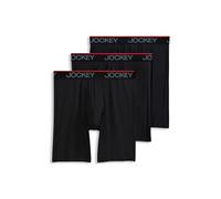 Jockey Men's Underwear Chafe Proof Pouch Microfiber 8.5" Long Leg Boxer Brief - 3 Pack, Black Night, L