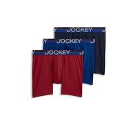 Jockey Men's Underwear Infinite Cool Microfiber Stretch 6" Boxer Brief - 3 Pack, Red Apple/Marina Blue/True Navy, M