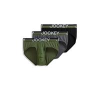 Jockey Men's Underwear Infinite Cool Microfiber Stretch Brief - 3 Pack, Military Green/Battleship Grey/Black, M