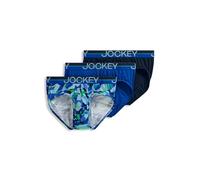 Jockey Men's Underwear Infinite Cool Microfiber Stretch Brief - 3 Pack, Opaque Geo Blues/Bluest Blue/True Navy, XXL Big
