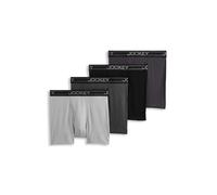 Jockey Men's Underwear Lightweight Cotton Blend 5" Boxer Brief - 4 Pack, Charcoal Heather/Trusted Pewter/Quartz Grey/Black, M