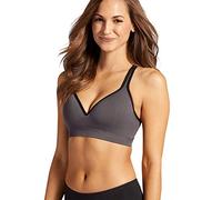 Jockey Women's Active Mid Impact Molded Cup Seamless Sports Bra, Opaque, Iron Grey, XL