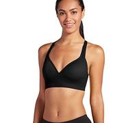 Jockey Women's Bra Mid Impact Molded Cup Seamless Sports Bra, Black, L