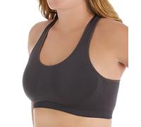 Jockey Women's Bra Mid Impact Removable Cup Seamless Sports Bra, Solid Charcoal, XL