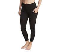 Jockey Women's Cotton Stretch Basic 7/8 Legging with Side Pocket, Deep Black, M