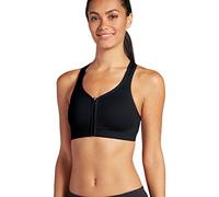 Jockey Women's Mid Impact Zip Front Sports Bra, Opaque, Black, M
