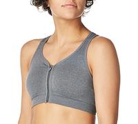 Jockey Women's Mid Impact Zip Front Sports Bra, Opaque, Grey, M