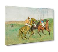 Jockeys And Race Horses By Edgar Degas Canvas Print | Gallery Wrapped 30mm Frame Wall Art | 30x20 inches | Ready to Hang | Impressionist Animals Picture | Living Room Bedroom Lounge Office