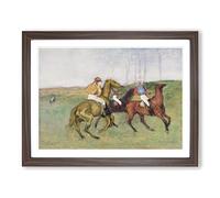 Jockeys And Race Horses By Edgar Degas Classic Painting Framed Print | A2 Walnut Framed Wall Art | Ready to Hang | Classic Animal Picture | Living Room Bedroom Lounge Office