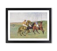 Jockeys And Race Horses By Edgar Degas Classic Painting Framed Print | A4 Black Framed Wall Art | Ready to Hang | Classic Animal Picture | Living Room Bedroom Lounge Office