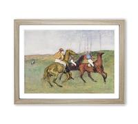 Jockeys And Race Horses By Edgar Degas Classic Painting Framed Print | A4 Oak Framed Wall Art | Ready to Hang | Classic Animal Picture | Living Room Bedroom Lounge Office