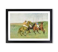 Jockeys and Race Horses by Edgar Degas Framed Print | A2 Black Framed Wall Art | Ready to Hang | Modern Animal Picture | Living Room Bedroom Lounge Office