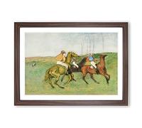 Jockeys and Race Horses by Edgar Degas Framed Print | A2 Walnut Framed Wall Art | Ready to Hang | Modern Animal Picture | Living Room Bedroom Lounge Office