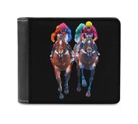Jockeys Horse Racing Printed Bifold Wallet with Hidden Compartments Pocket Money and Credit Card Holder for Men Women