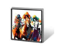 Jockeys Horses Racing Cute Button Pins Square Badge Cool Personalised Pattern Brooches for Bag Hat