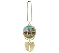 Jockeys Horses Racing Game Decorative Car Rearview Mirror Pendant Automotive Interior Hanging Ornaments Gift for Men Women