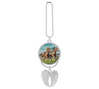 Jockeys Horses Racing Game Decorative Car Rearview Mirror Pendant Automotive Interior Hanging Ornaments Gift for Men Women