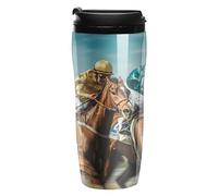 Jockeys Horses Racing Game Portable Coffee Cups Insulated Mug Water Tumbler with Lid Sealed for Hot Cold Drinks 350ml