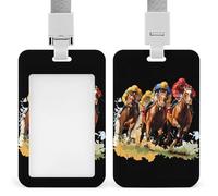 Jockeys Horses Racing ID Badge Holder Name Card Holders Photocard Case with Lanyard for Teacher Nurse Office